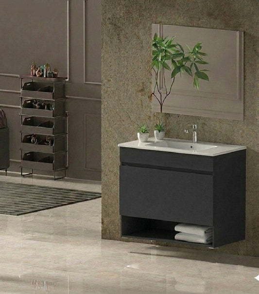 Mueble de baño suspendido NEBARI con cajón y lavabo extraplano